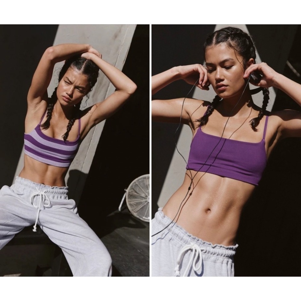 Free People Movement Tighten Up Reversible Bra Sugar Plum Combo M/L‎ NEW